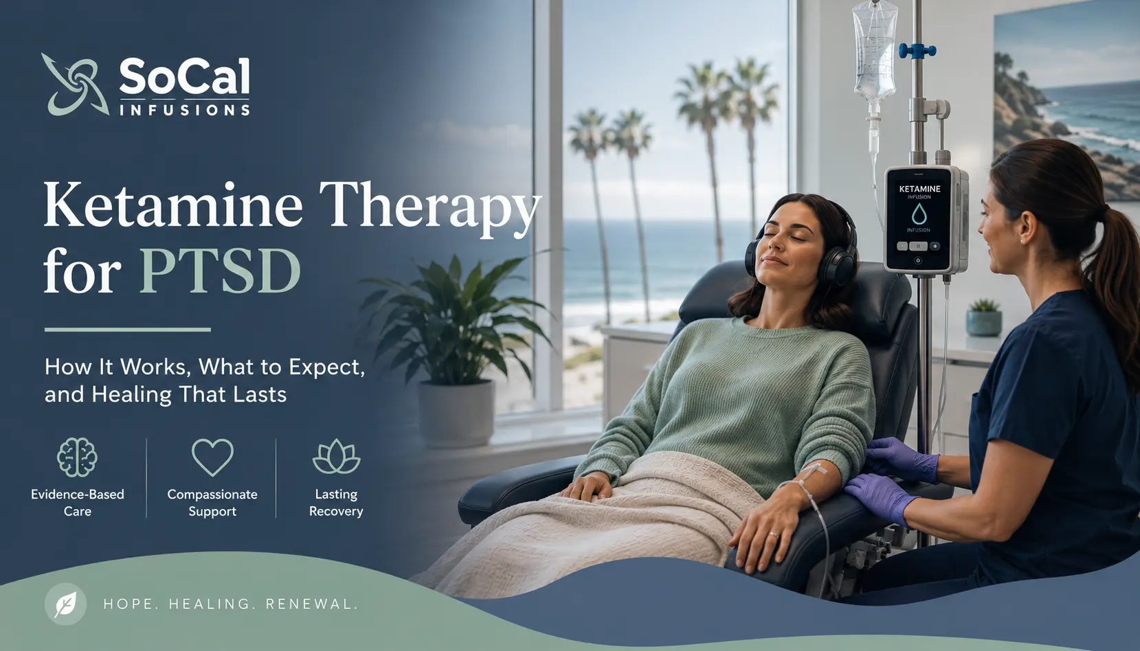 Patient receiving ketamine therapy for PTSD treatment at SoCal Infusions in Southern California